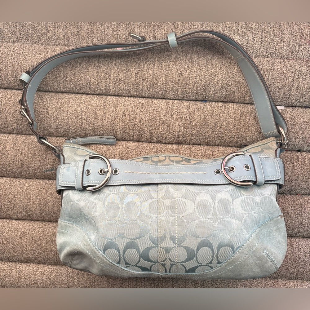 Coach Soho Signature Jacquard Buckle Hobo Bag – Rare Baby Blue Vintage Y2K